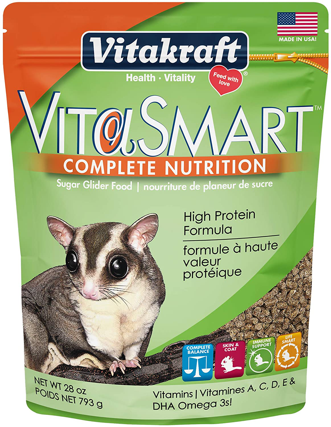 Vitakraft Vitasmart Sugar Glider Food - High Protein Formula, 28 Ounce