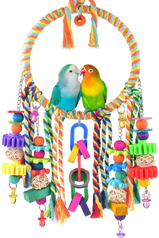 KATUMO Bird Toys, Bird Swing Toy Bird Perch with Colorful Chewing Toys, Suitable for Lovebirds, Finches, Parakeets, Budgerigars, Conure Ect Small Birds Animals & Pet Supplies > Pet Supplies > Bird Supplies > Bird Toys KATUMO   