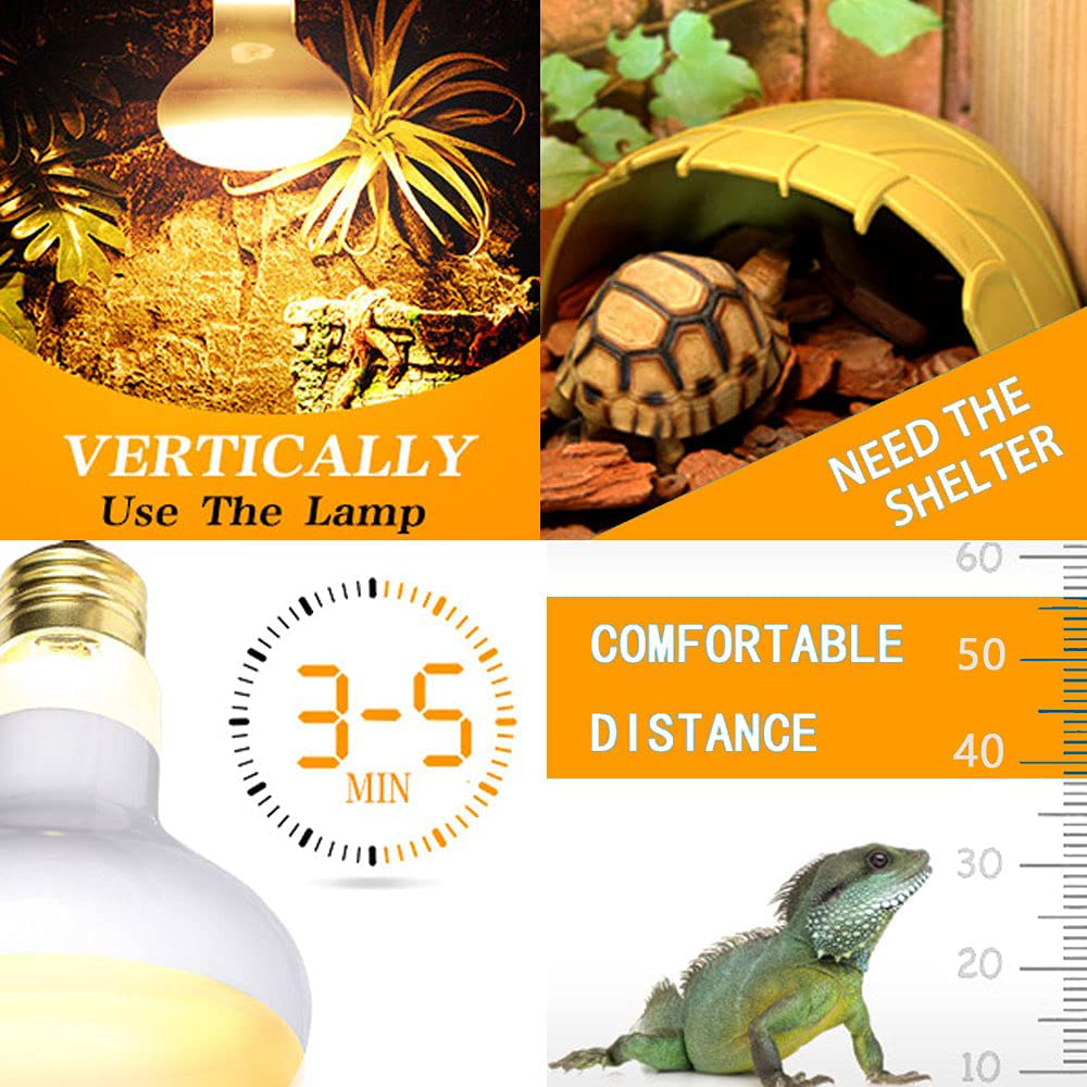Basking Bulb for Bearded Dragon, 100W UVA Reptile Heat Lamp Soft White Light Glass Bulb Turtle Light Infrared Light Basking Heat Lamps Outdoor for Pet/Amphibian/Lizard(2Pack)