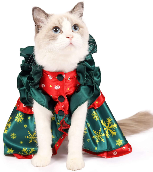 Hipetime Christmas Cat Outfit,Pet Christmas Costumes Clothes,Pet Festival Apparel Printed Snowflake Pet Dresses Skirts for Cats,Small Dogs, Puppy Animals & Pet Supplies > Pet Supplies > Cat Supplies > Cat Apparel Hipetime L  