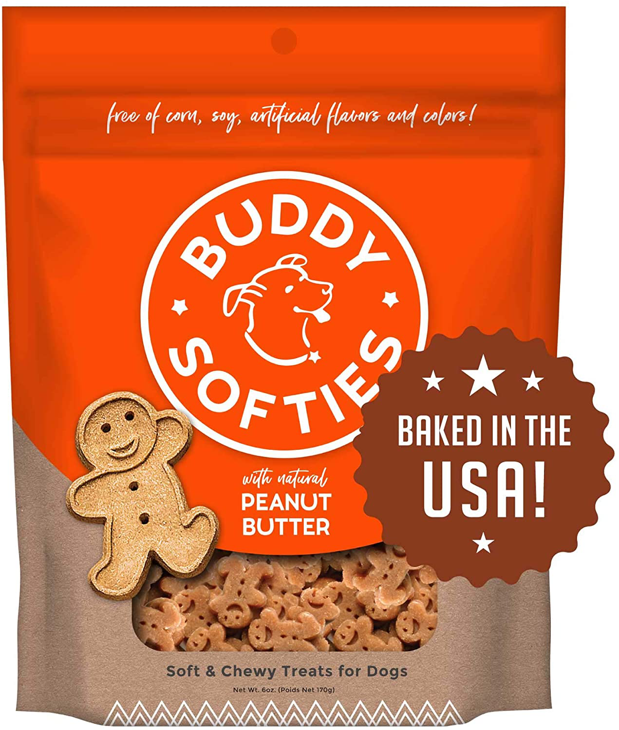 Buddy Biscuits, Soft & Chewy Treats for Small & Large Dogs, Made in USA Only, Training or Snack Size (Packaging May Vary) Animals & Pet Supplies > Pet Supplies > Dog Supplies > Dog Treats Buddy Biscuits Peanut Butter 6 oz. (4 PACK) 