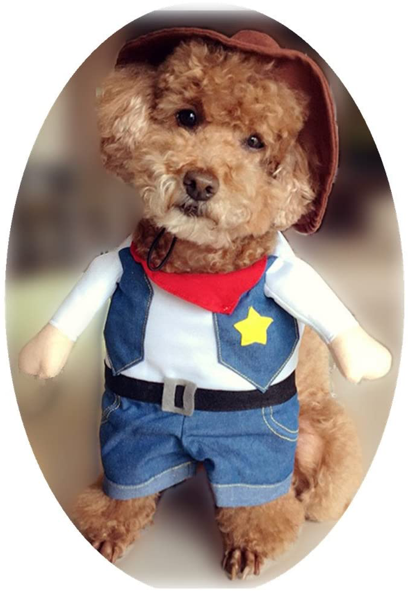 NACOCO Cowboy Dog Costume with Hat Dog Clothes Halloween Costumes for Cat and Small Dog