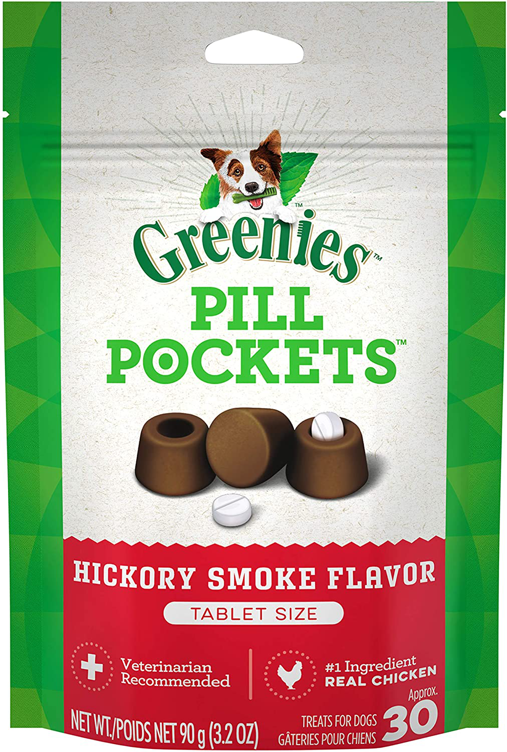 Greenies Pill Pockets Natural Dog Treats, Tablet Size Animals & Pet Supplies > Pet Supplies > Dog Supplies > Dog Treats Greenies Hickory 3.2 Ounce. 