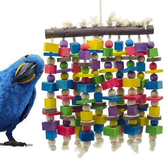 Deloky Large Bird Parrot Chewing Toy - Multicolored Natural Wooden Blocks Bird Parrot Tearing Toys Suggested for Large Macaws Cokatoos,African Grey and a Variety of Amazon Parrots Animals & Pet Supplies > Pet Supplies > Bird Supplies > Bird Toys Deloky Colorful  