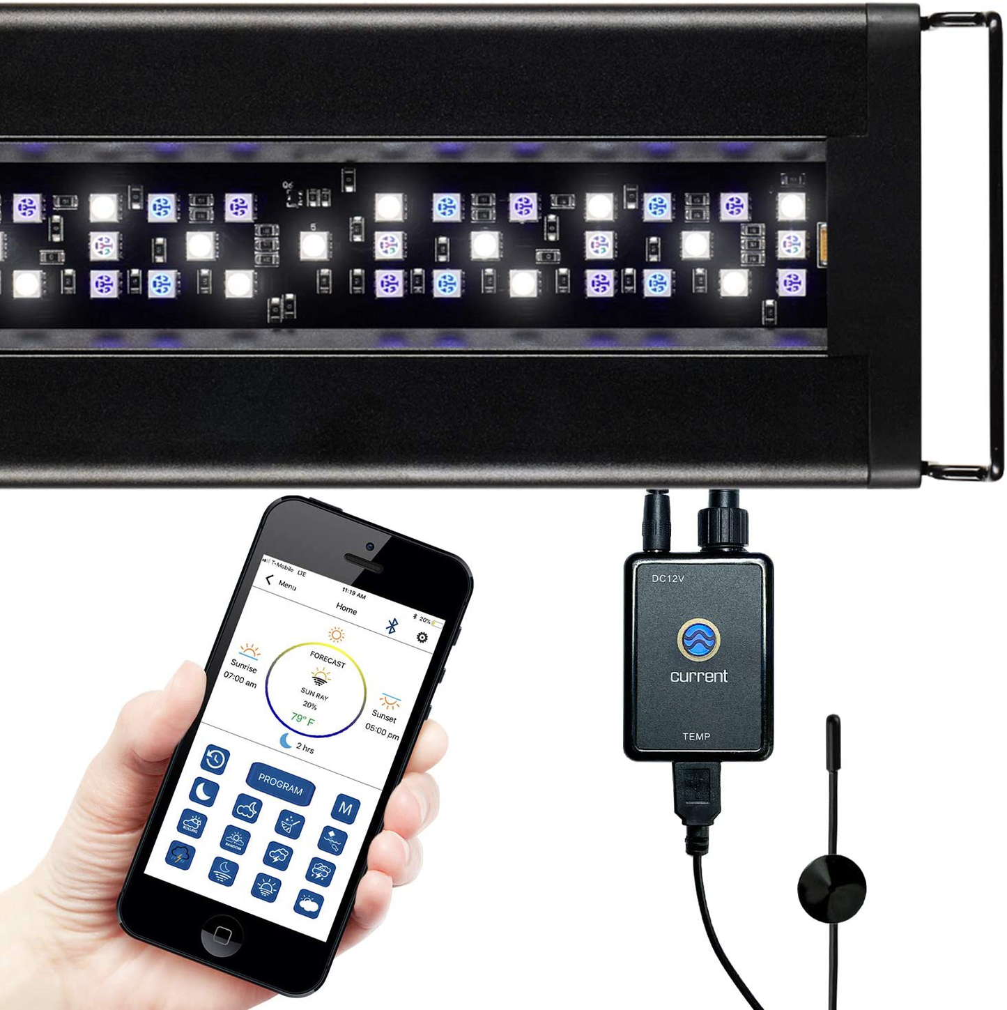 Current USA Orbit Marine LED Aquarium Light - Saltwater, Coral Reef Fish Tank - LOOP Wireless Lighting and Wave Pump Control with Timer - Adjustable Color Spectrum and Flow Mode - Sliding Docking Legs Animals & Pet Supplies > Pet Supplies > Fish Supplies > Aquarium Lighting Current USA Bluetooth Control 18 to 24-Inch 
