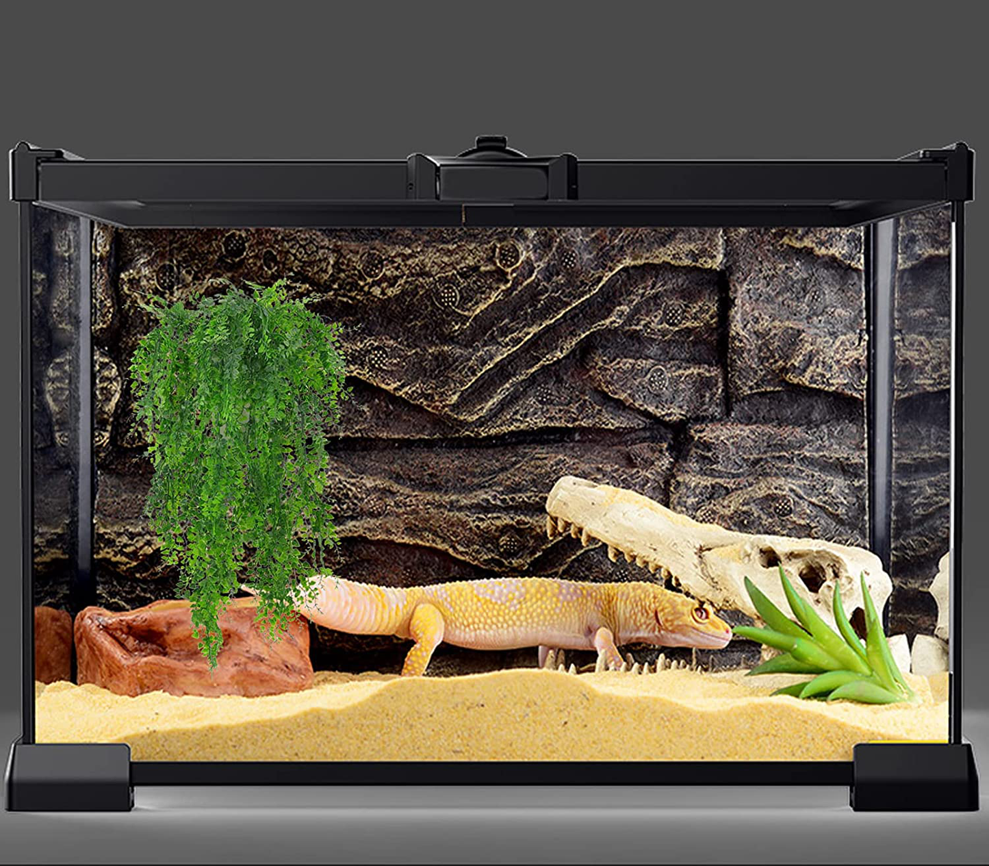 HERCOCCI 2 Pack Reptile Plants, Terrarium Hanging Plants Vines Artificial Leaves Habitat Decorations with Suction Cup for Bearded Dragon Hermit Crab Lizard Snake Geckos Chameleon Animals & Pet Supplies > Pet Supplies > Small Animal Supplies > Small Animal Habitat Accessories Small Animal-US   