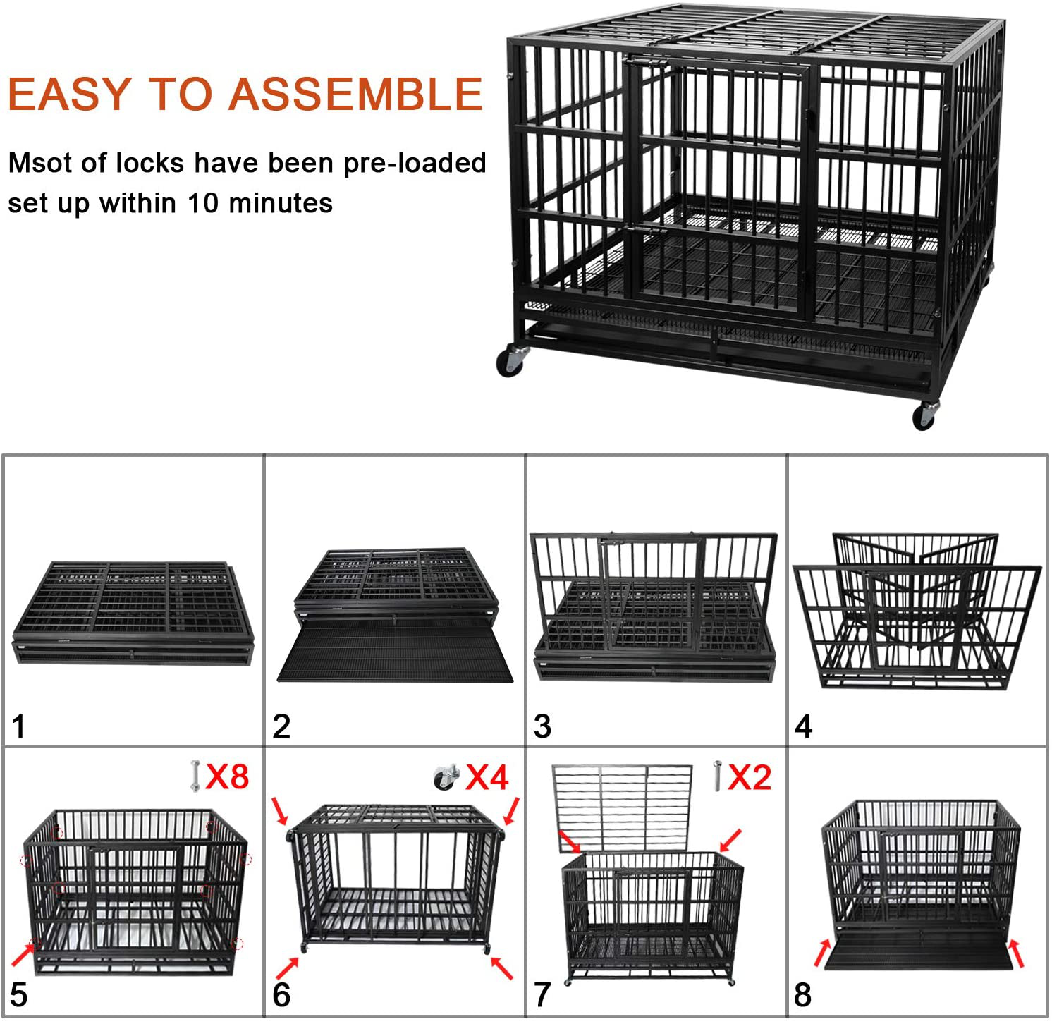 Heavy duty 48 inch dog crate deals