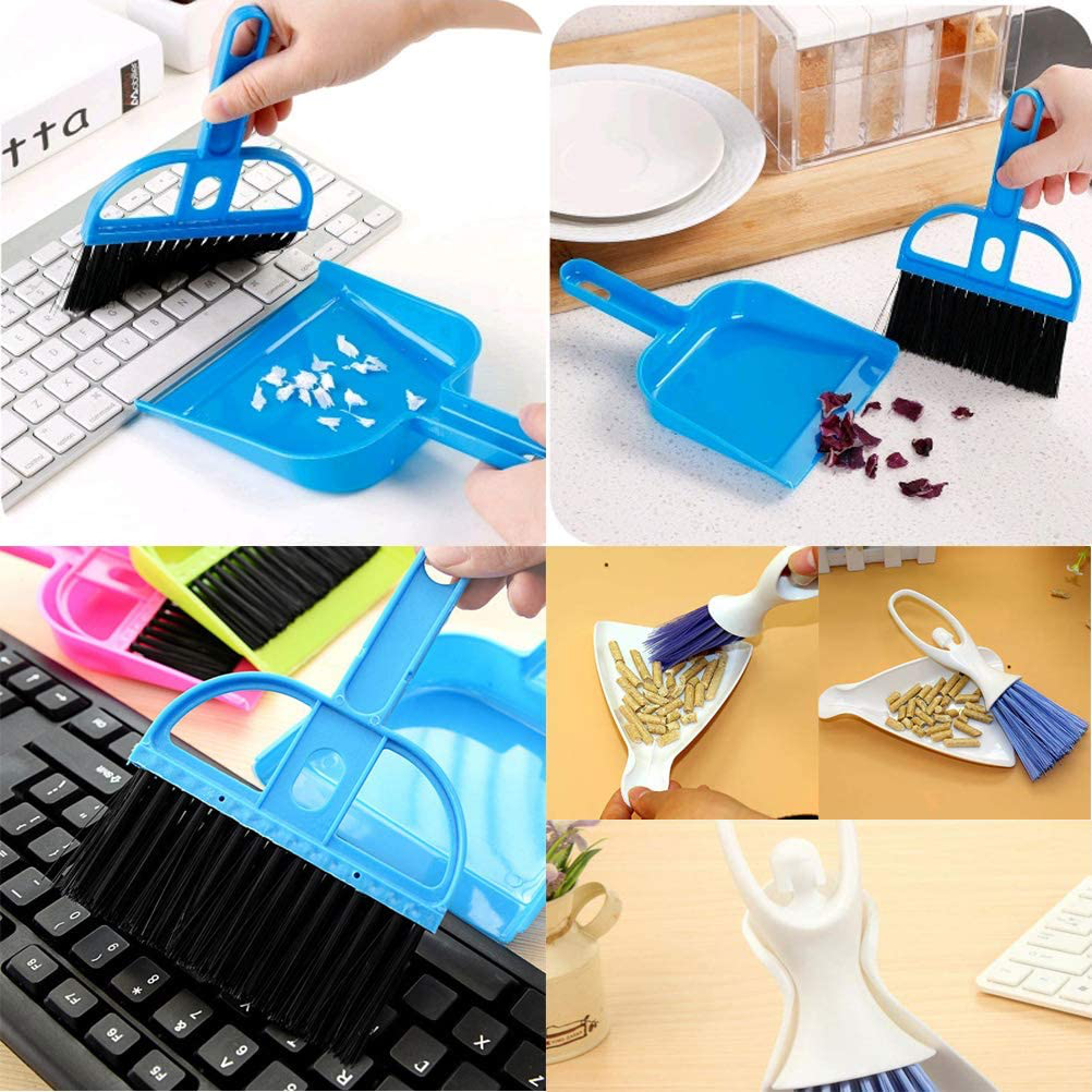 Dustpan And Brush Set Small Broom And Dustpan Dust Pan Nesting Tiny Cleaning  Broom Small Cleanups Set . Blue/white