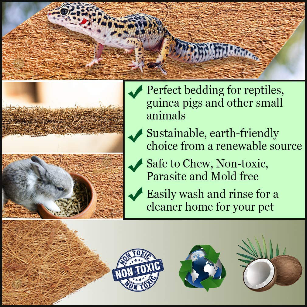 Sungrow Coco Fiber Mat for Pets, 10-Inches X 13-Inches, Reptile Bed, Terrarium Liner for Snakes, Chameleons, Geckos, Climbing Carpet, 1-Piece Animals & Pet Supplies > Pet Supplies > Reptile & Amphibian Supplies > Reptile & Amphibian Substrates SunGrow   