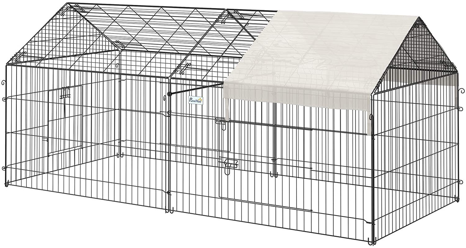 Pawhut 87” X 41” Outdoor Metal Pet Enclosure Small Animal Playpen Run for Rabbits, Chickens, Cats, Small Animals Animals & Pet Supplies > Pet Supplies > Small Animal Supplies > Small Animal Habitat Accessories PawHut Black  