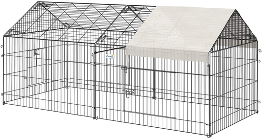 Pawhut 87” X 41” Outdoor Metal Pet Enclosure Small Animal Playpen Run for Rabbits, Chickens, Cats, Small Animals Animals & Pet Supplies > Pet Supplies > Small Animal Supplies > Small Animal Habitat Accessories PawHut Black  