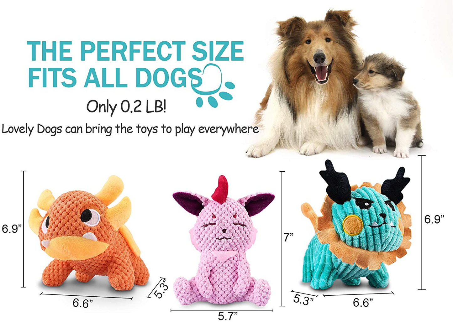 UNIWILAND Latest Squeaky Plush Dog Toys Pack for Puppy, 3 Pack Durable Stuffed Animal Plush Chew Toys with Squeakers, Cute Soft Dog Toys for Teeth Cleaning, for Small Medium Large Dogs Animals & Pet Supplies > Pet Supplies > Dog Supplies > Dog Toys UNIWILAND   