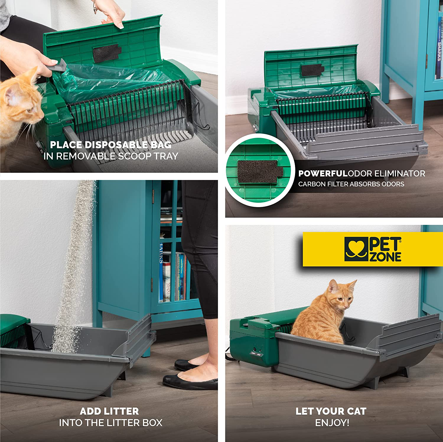 Pet Zone Smart Scoop Automatic Litter Box (Self Cleaning Litter Box, Cat Litter Box with No Expensive Refills) [Hands-Free, East to Clean Waste Disposal Litter Box, Works with Clumping Cat Litter] Animals & Pet Supplies > Pet Supplies > Cat Supplies > Cat Furniture Pet Zone   