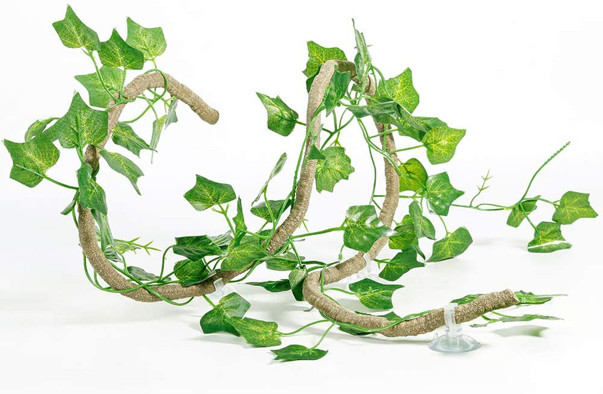 Reptile Hammock with Sticks, Climbing Vines Plants for Chameleon Lizards Gecko Snake Spides, Reptile 3 in 1 Kit Branches Decor Accessories for Reptile & Amphibian Habitat Plants Animals & Pet Supplies > Pet Supplies > Reptile & Amphibian Supplies > Reptile & Amphibian Substrates FiveBull   