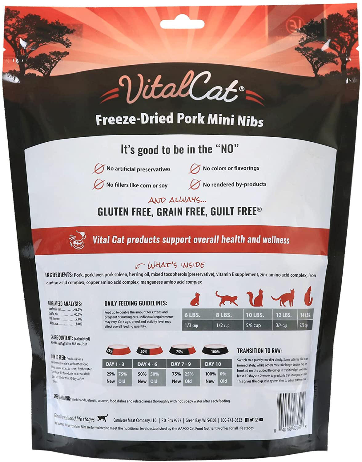 Vital Cat Freeze Dried Pork Mini Nibs Cat Food, 12 Oz