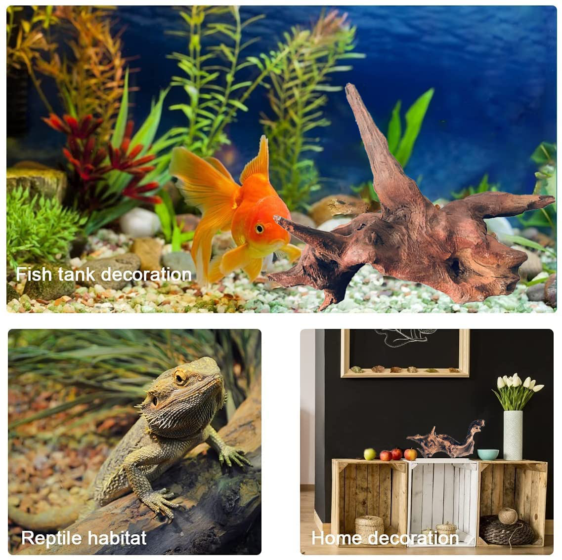 WDEFUN 3 Pieces Natural Driftwood for Aquarium Decor,Assorted Branches 7"-11" Decorations on Reptile Fish Tank… Animals & Pet Supplies > Pet Supplies > Fish Supplies > Aquarium Decor WDEFUN   