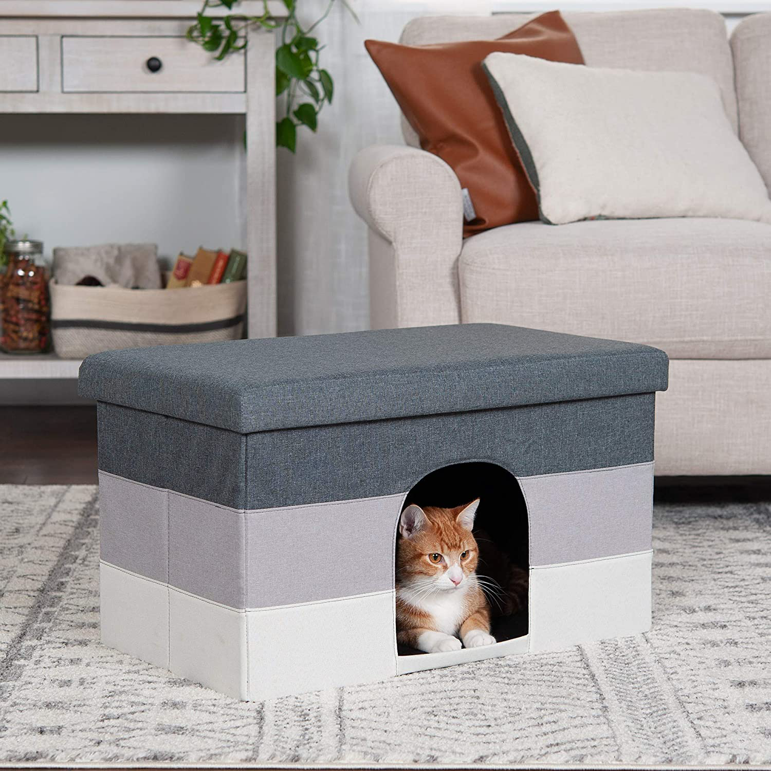 Furhaven Pet House for Cats, Kittens, and Small Dogs - Ottoman Footstool Dog House and Storage, Felt Cubby Cat Bed House, and More Animals & Pet Supplies > Pet Supplies > Dog Supplies > Dog Houses Furhaven Pet Products, Inc.   