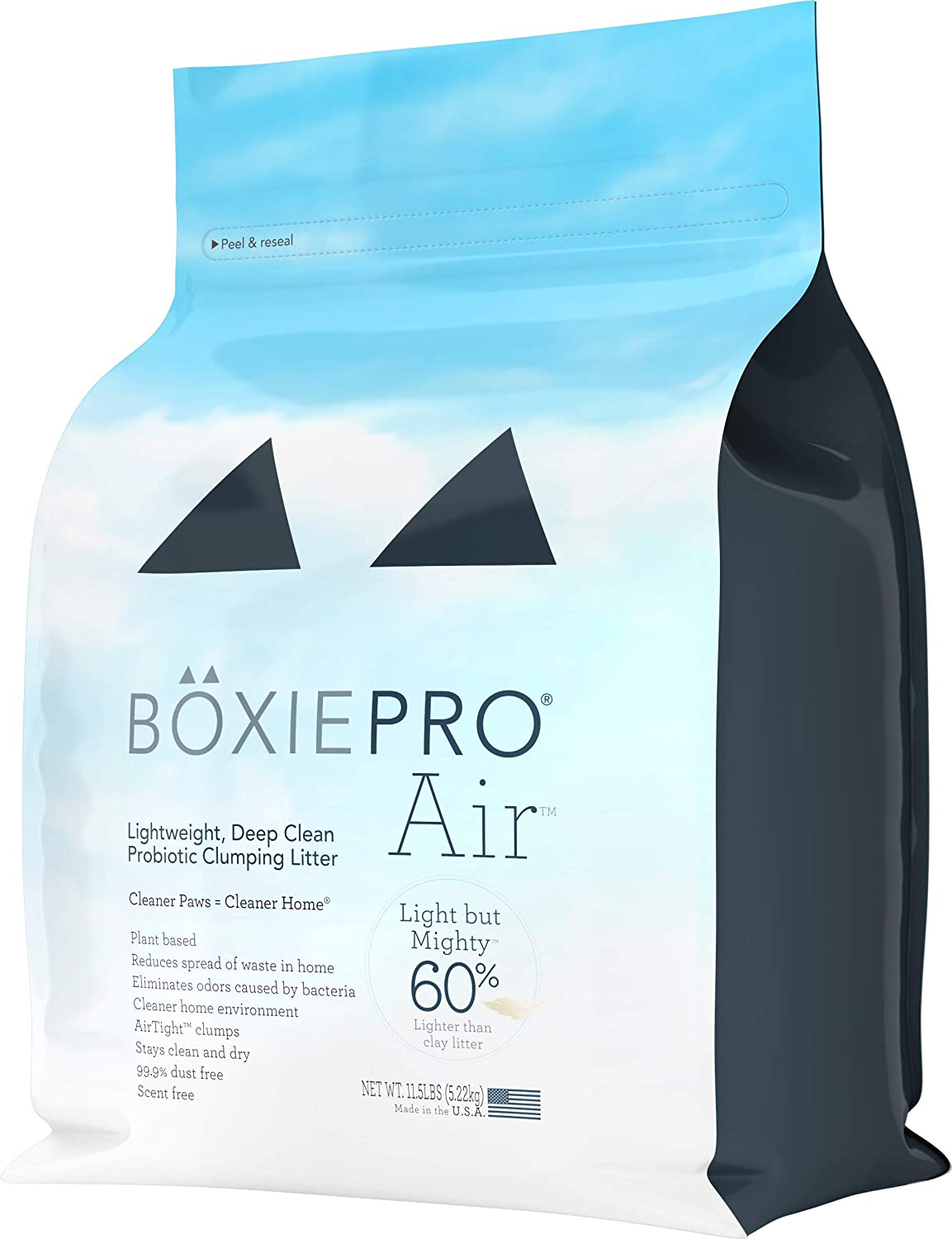 Boxiepro Air Lightweight, Deep Clean, Scent Free, Hard Clumping Cat Litter - Plant-Based Formula - Cleaner Home - Ultra Clean Litter Box, Probiotic Powered Odor Control, 99.9% Dust Free Animals & Pet Supplies > Pet Supplies > Cat Supplies > Cat Litter Boxiecat 11.5 Pound (Pack of 1)  