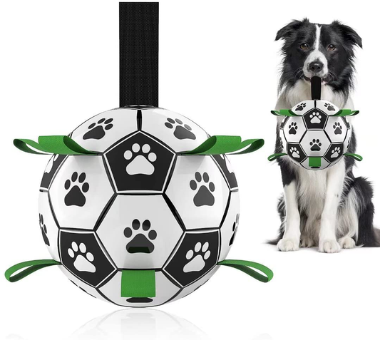 Dog Toys Soccer Ball with Grab Tabs, Interactive Dog Toys for Tug of War, Puppy Birthday Gifts, Dog Tug Toy, Dog Water Toy, Durable Dog Balls for Dog Animals & Pet Supplies > Pet Supplies > Dog Supplies > Dog Toys QDAN Green Medium Size 2 