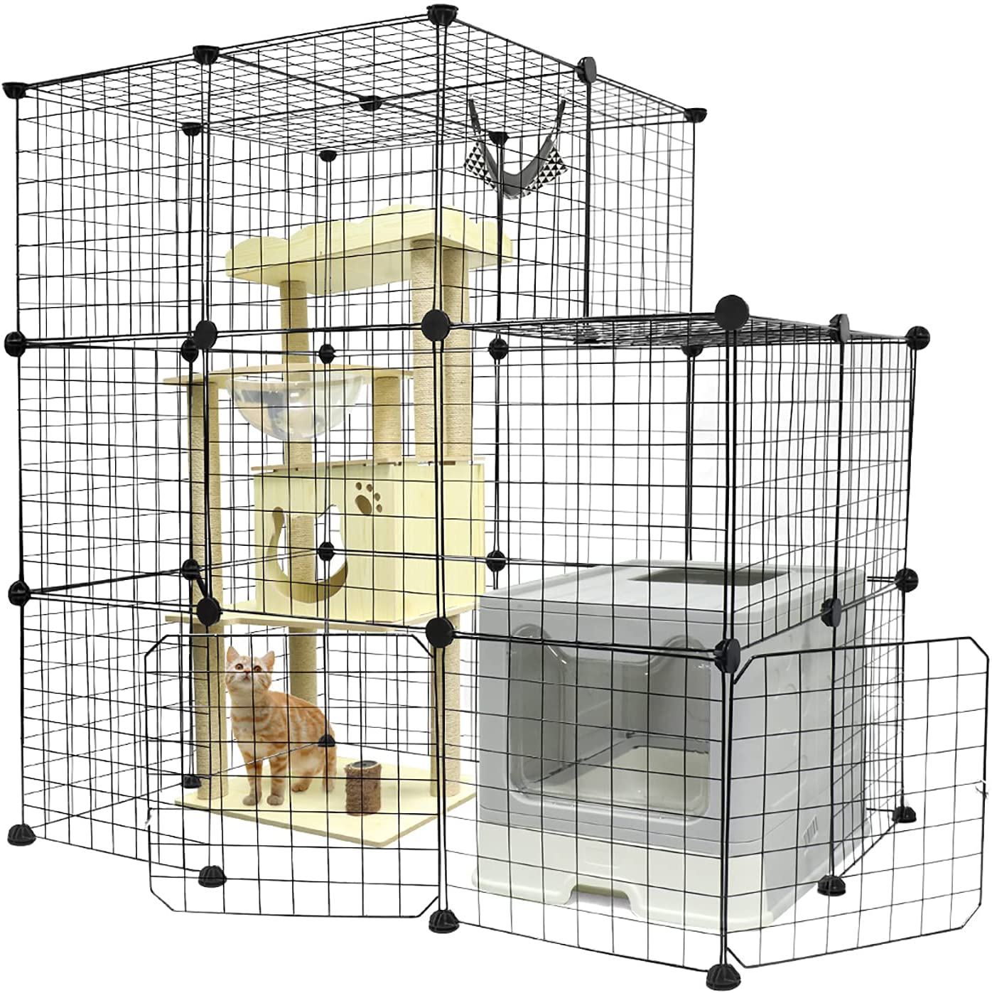 Breerainz Cat Cage Large Indoor DIY Design Pet Home Small Animal House Detachable Playpen with 2 Doors 3 Tiers for Playing and Sleeping,41.3 X 27.6 X 41.3 Inch,Black Animals & Pet Supplies > Pet Supplies > Small Animal Supplies > Small Animal Habitats & Cages BreeRainz   