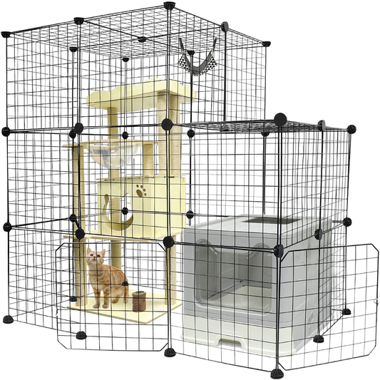 Breerainz Cat Cage Large Indoor DIY Design Pet Home Small Animal House Detachable Playpen with 2 Doors 3 Tiers for Playing and Sleeping,41.3 X 27.6 X 41.3 Inch,Black Animals & Pet Supplies > Pet Supplies > Small Animal Supplies > Small Animal Habitats & Cages BreeRainz   