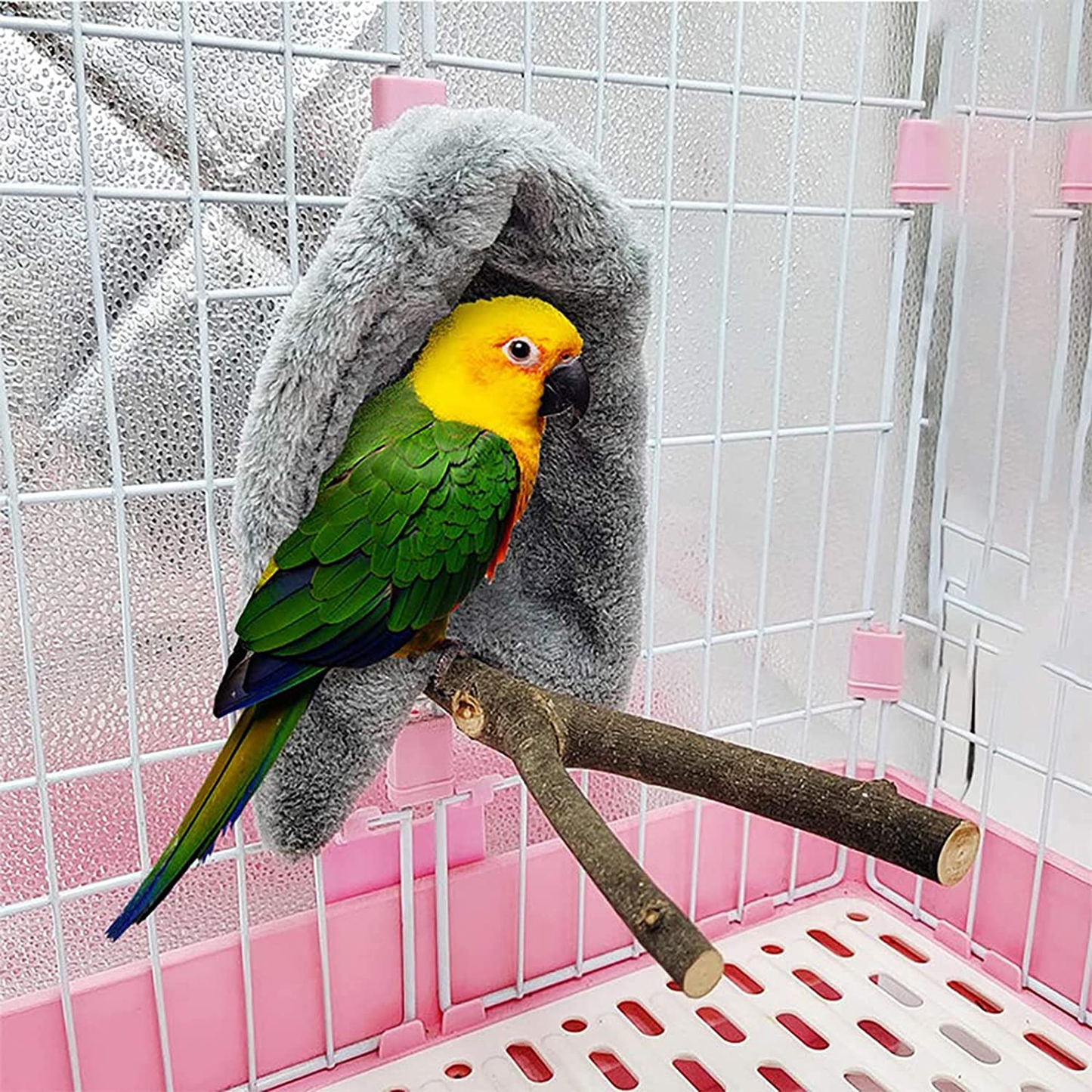 KOXHOX Comfort Corner Fleece Bird Blanket,Cuddle Nest Hanging Toy,Parrot Cage Snuggle Hut Warm Plush Bedding,Small Animals Shelter Plush Bedding for Parakeet Cockatiel Pigeon Animals & Pet Supplies > Pet Supplies > Bird Supplies > Bird Toys KOXHOX   