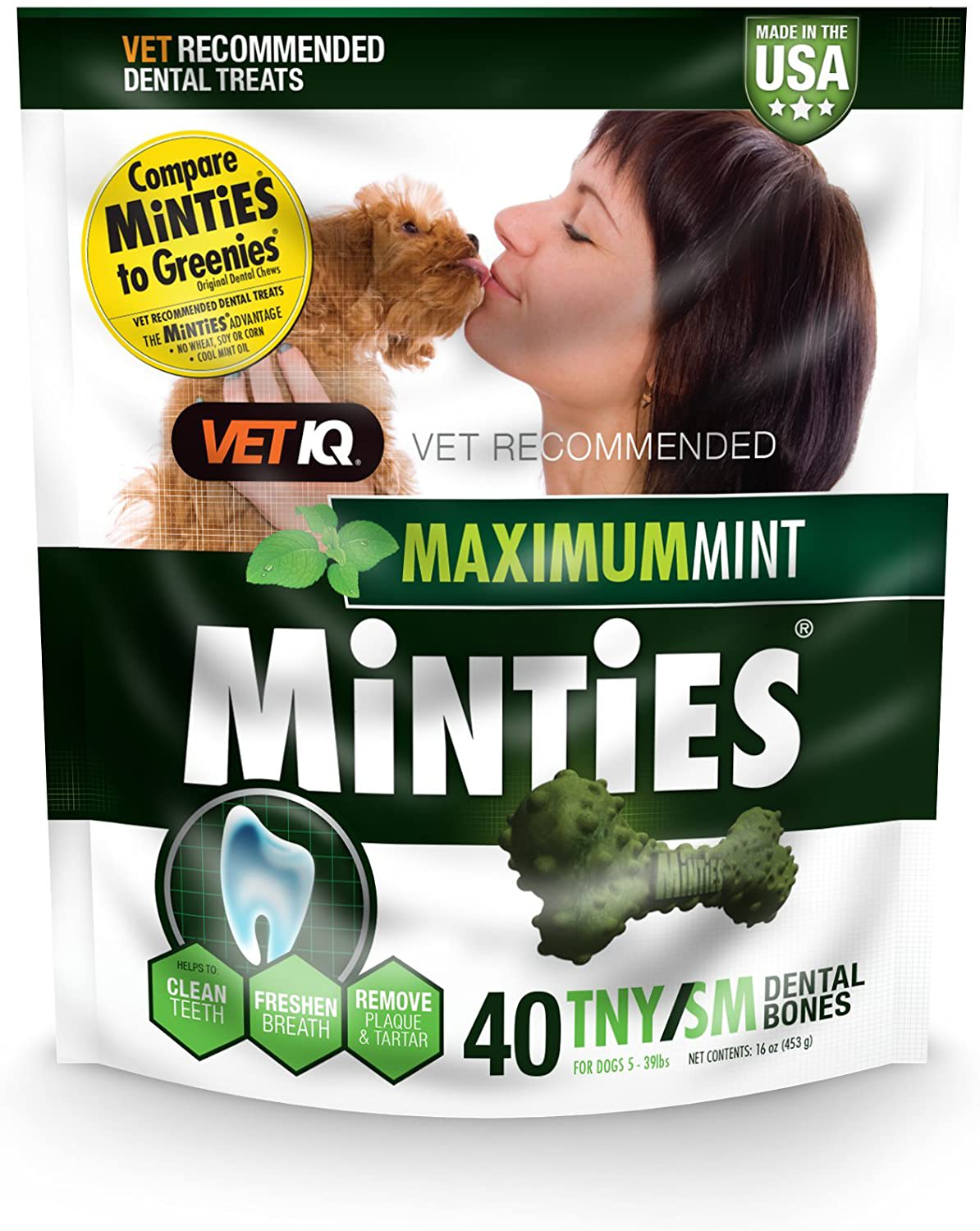 Minties Vetiq Dog Dental Bone Treats, Dental Chews for Dogs, (Perfect for Tiny/Small Dogs under 40 Lbs) Animals & Pet Supplies > Pet Supplies > Dog Supplies > Dog Treats PetIQ 40 Count  