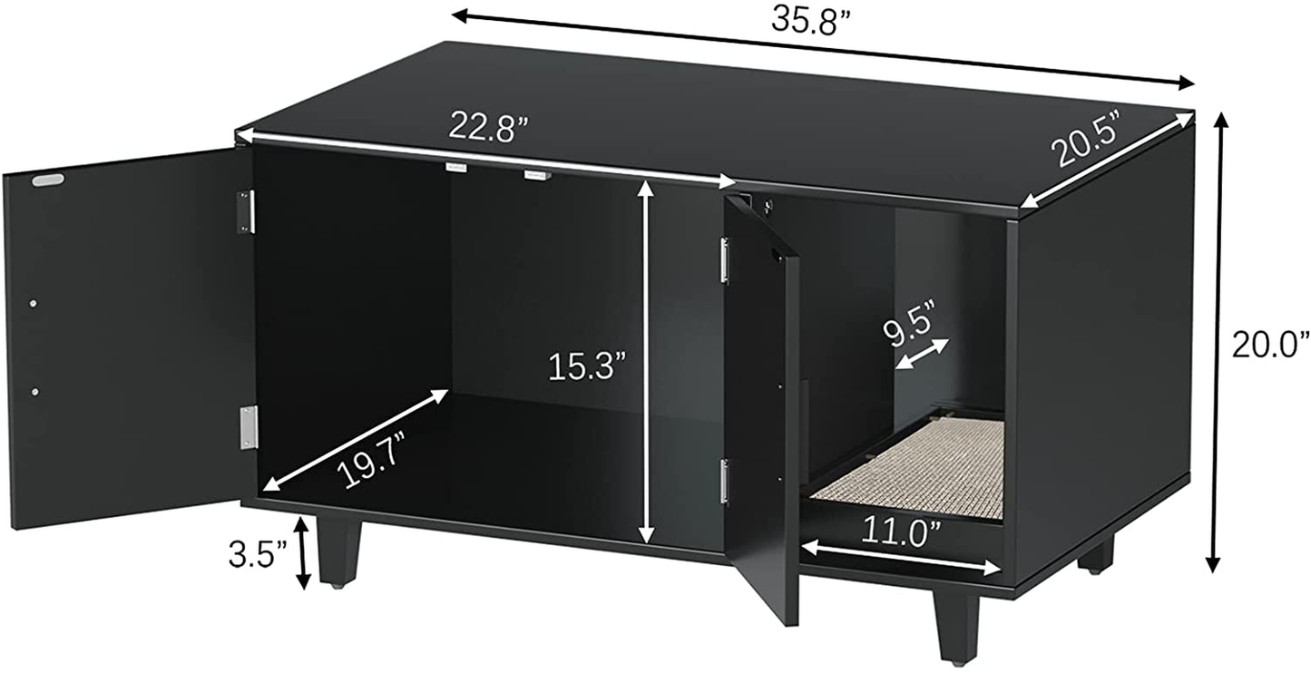 GOOD LIFE USA Modern Wood Pet Crate Cat Washroom Hidden Litter Box Enclosure Furniture House Table Nightstand with Cat Scratch Pad Animals & Pet Supplies > Pet Supplies > Cat Supplies > Cat Furniture GOOD LIFE USA   