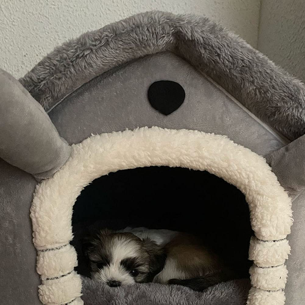Mojoyce Warmer Dog House, Kennel Soft Pet Bed, Small Cat Tent, Indoor Semi-Enclosed Plush Sponge Sleeping Resting Nest Basket, Removable Pet Nest