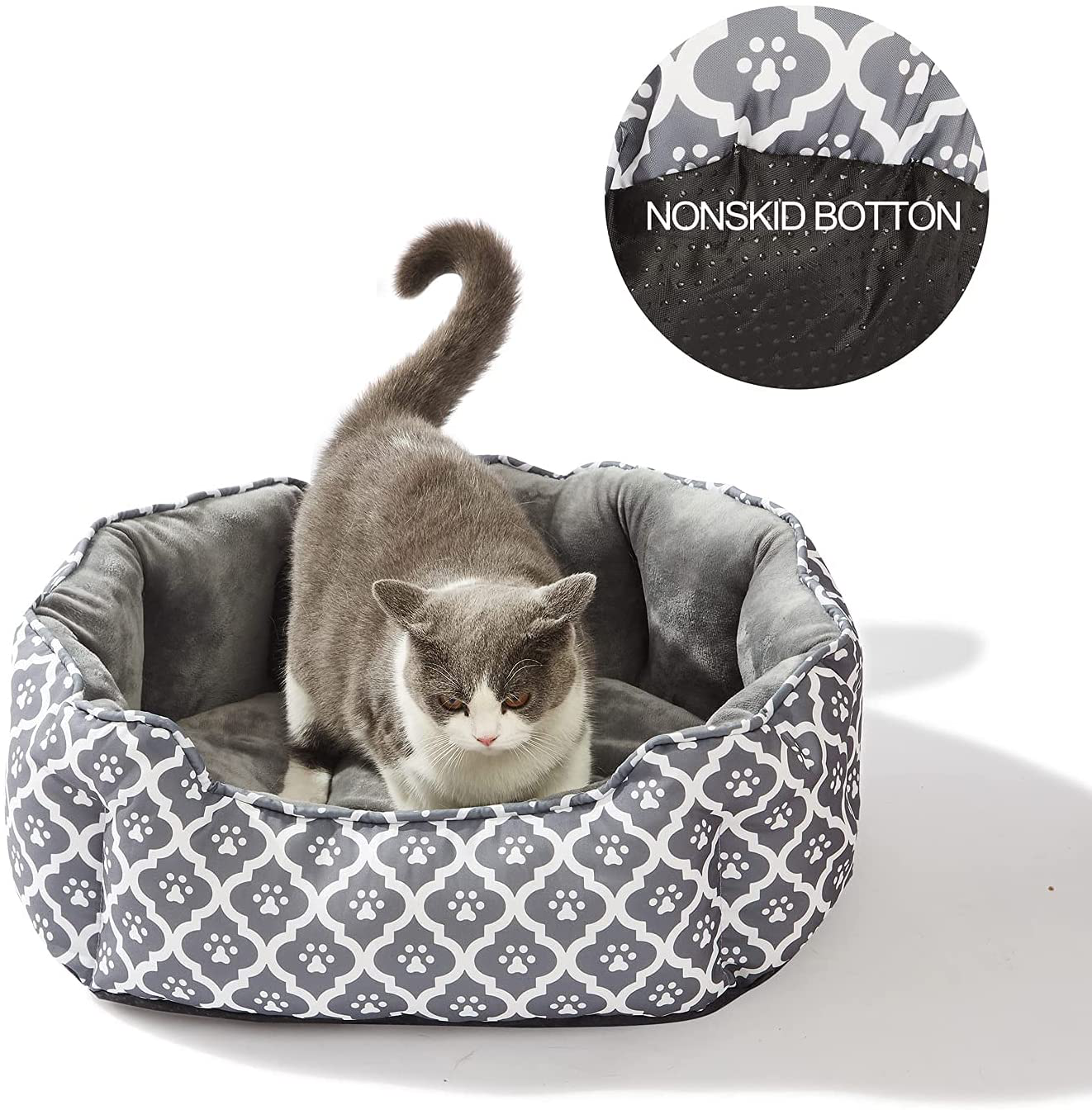 LUCKITTY Cat Bed,Soft Velvet & Waterproof Oxford Two-Sided Cushion, Easy Washable,Oval Geometric Pet Beds for Indoor Cats or Small Animas Animals & Pet Supplies > Pet Supplies > Cat Supplies > Cat Beds LUCKITTY   