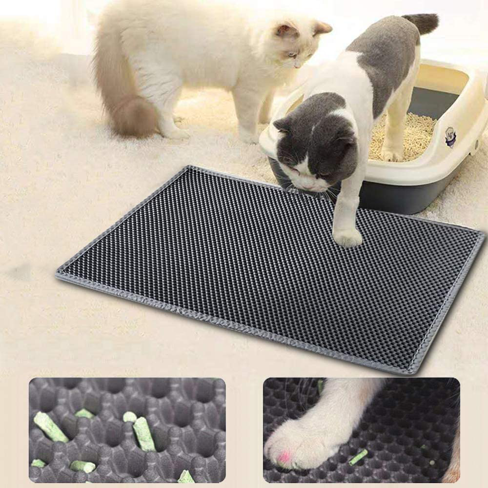 Kaxionage Cat Litter Mat, 30" X 24" Inch Kitty Litter Mat ,Cat Mat with Honeycomb Foldable Double Layer Litter Mat Design, Water & Urine Proof for Litter Boxes