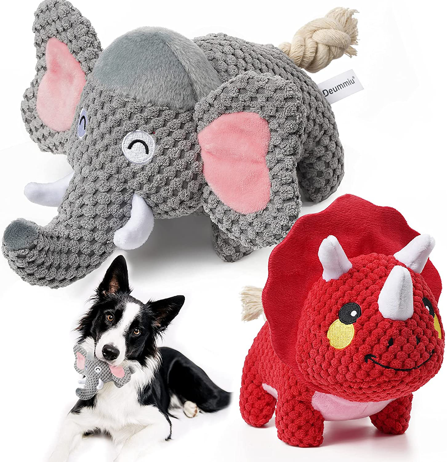 Deummiu Dog Toys,2 Pack Squeaky Plush Dog Toys with Crinkle Papper Cute Stuffed Puppy Toys for Small Medium Large Breed Animals & Pet Supplies > Pet Supplies > Dog Supplies > Dog Toys Deummiu   