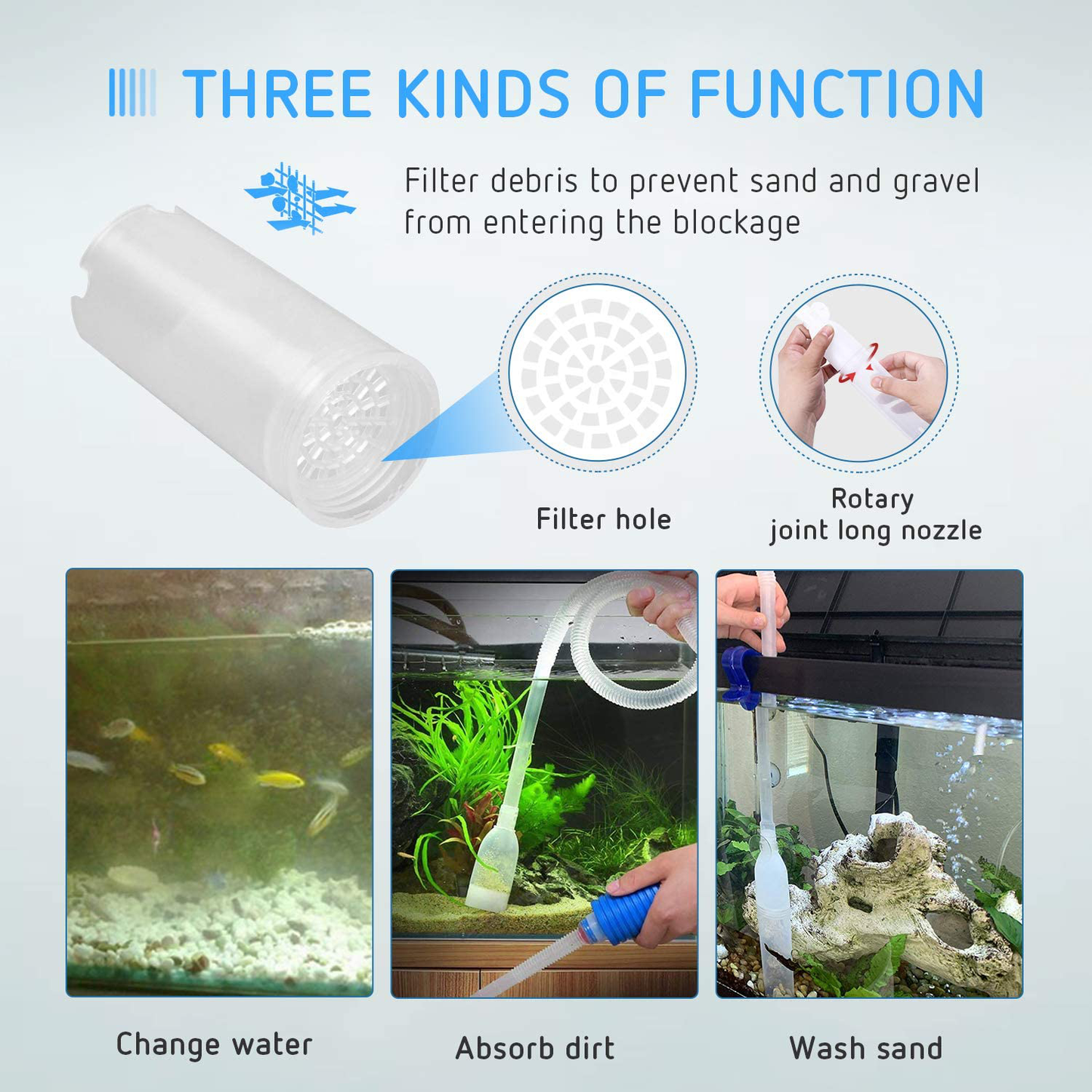 VIVOSUN Aquarium Gravel Cleaner Siphon Fish Tank Vacuum Cleaner with Fishing Net Long Nozzle Water Flow Controller - BPA Free Animals & Pet Supplies > Pet Supplies > Fish Supplies > Aquarium Fish Nets VIVOSUN   