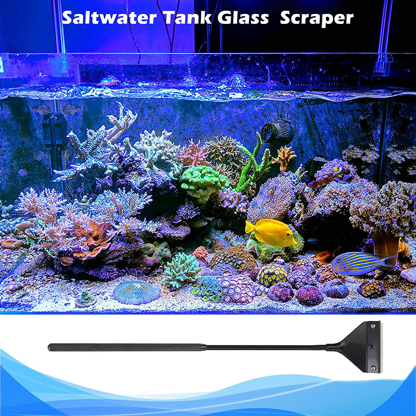 SINLASA Algae Scraper, Fish Tank Glass Scraper, Aquarium Glass Cleaner Scraper, Fish Tank Cleaner with 10 Blades.