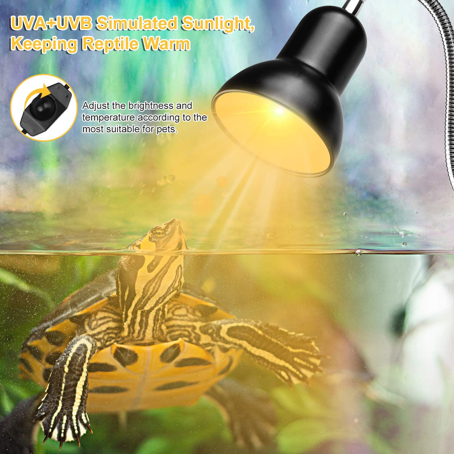 Reptile Heat Lamps, Turtle Lamp UVA/UVB Turtle Aquarium Tank Heating Lamps with Clamp, 360° Rotatable Basking Lamp for Lizard Turtle Snake Aquarium Aquatic Plants with 2 Heat Bulbs (E27,110V) Animals & Pet Supplies > Pet Supplies > Reptile & Amphibian Supplies > Reptile & Amphibian Habitat Heating & Lighting Dallfoll   