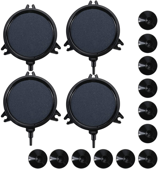 Hyddnice 4Pack 4" Air Stone Disc Bubble Diffuser with 12Pcs Suction Cups Air Stone Bubble Release for Aquarium Fish Tank Hydroponics Pump Animals & Pet Supplies > Pet Supplies > Fish Supplies > Aquarium Air Stones & Diffusers HYDDNice Black  