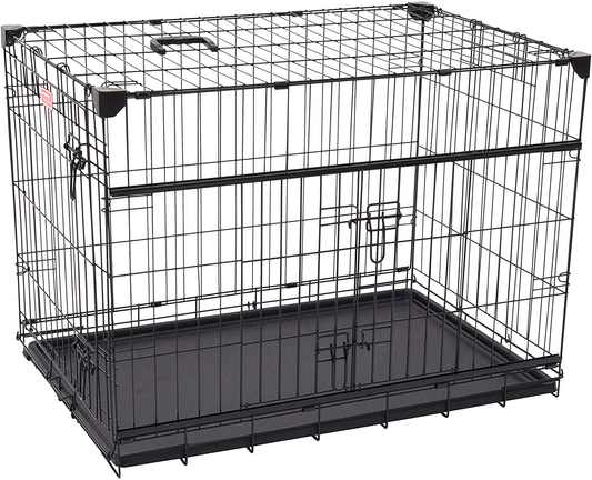 Lucky Dog 36” (M/L) Slyder Whisper Glide Sliding Door Dog Crate | 2Nd Side Door Access | Patented Corner Stabilizers | Removable Tray | Rubber Feet | Carrying Handle