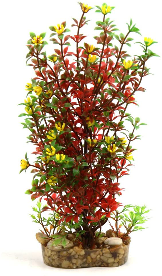 Uxcell Red Plastic Plant Terrarium Decorative Ornament Habitat Decor for Reptiles and Amphibians
