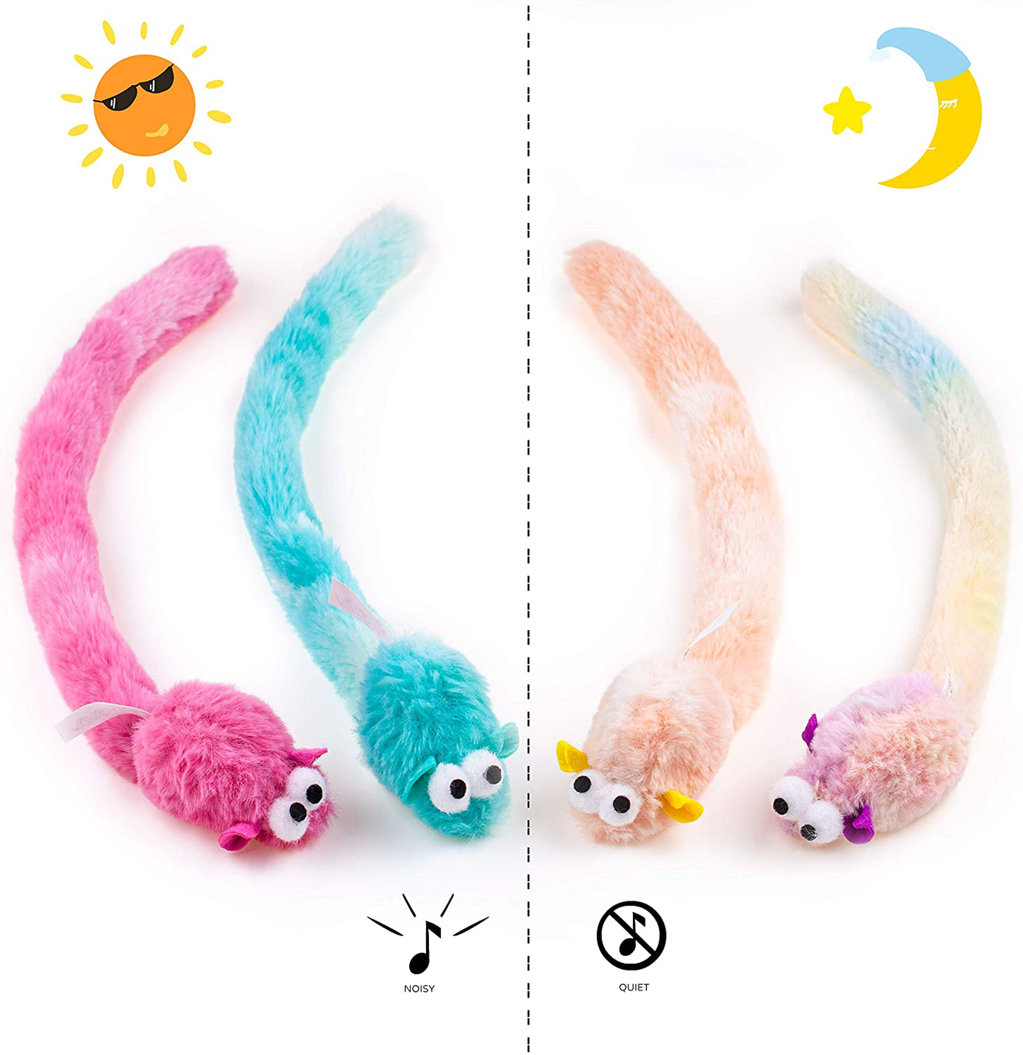CHIWAVA 4 Packs 15 Inch Long Soft Plush Cat Toys Mice Rustle Sound Small Mouse Activity Interactive Toy Animals & Pet Supplies > Pet Supplies > Cat Supplies > Cat Toys WONPET Co., Ltd   