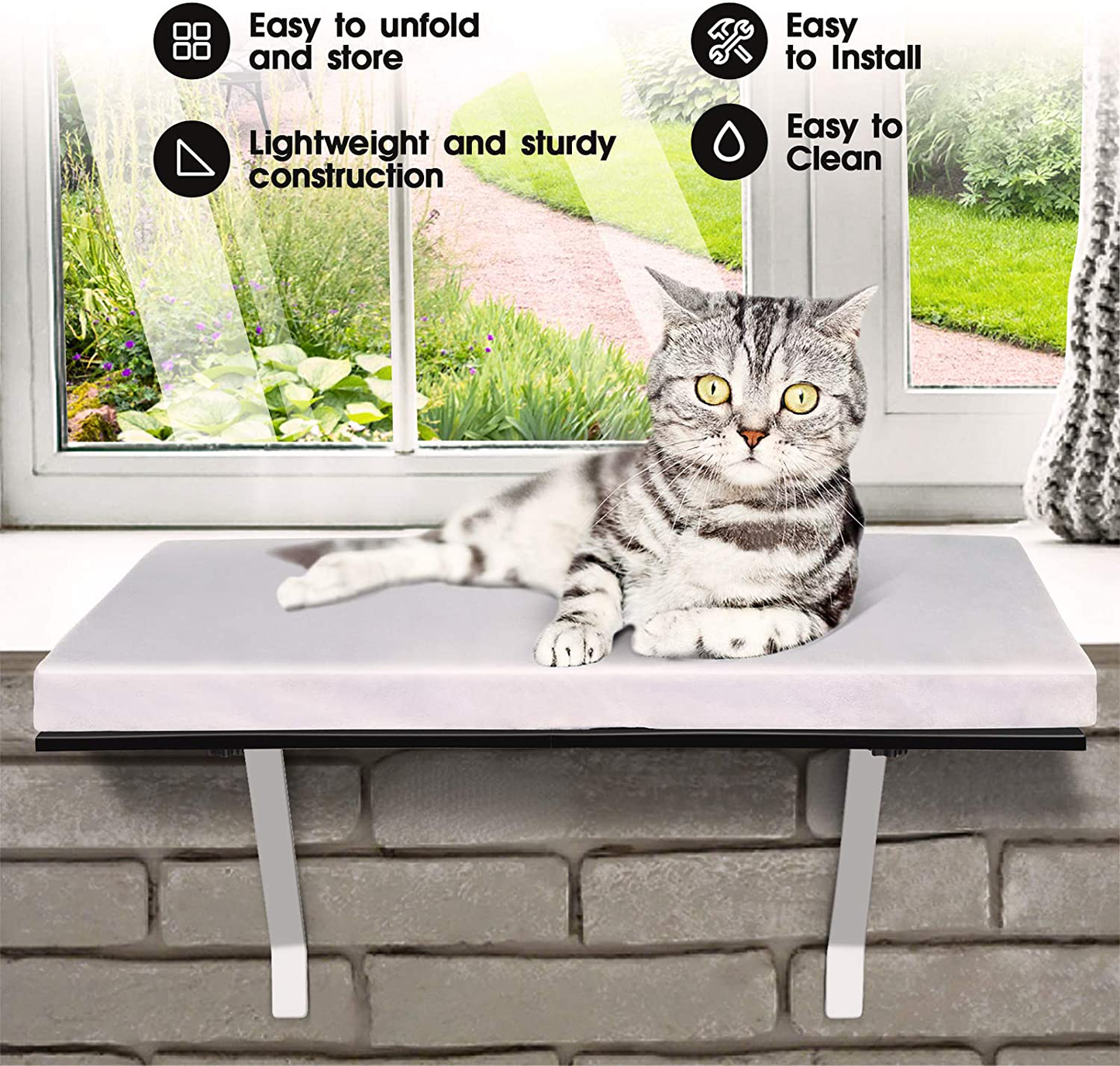 Topmart Pet Cat Window Seat Wall Mount Perch House Pets Furniture Saving Space All around 360° Sunbath for Cats,Durable Steady Cat Shelf for Kitten Animals & Pet Supplies > Pet Supplies > Cat Supplies > Cat Furniture Topmart   