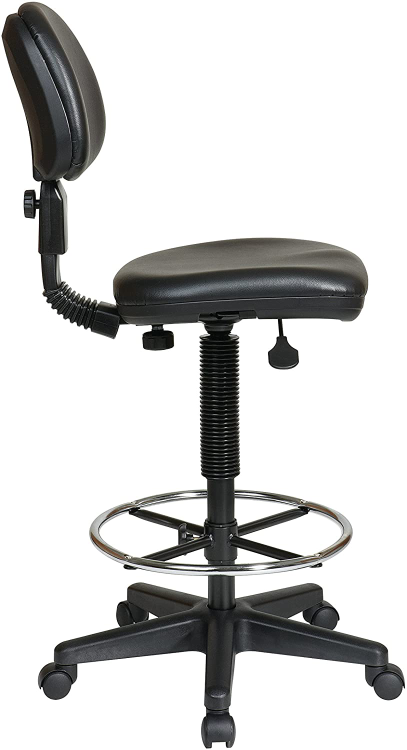 Office Star Sculptured Vinyl Seat and Back Pneumatic Drafting Chair with Adjustable Chrome Foot Ring, Black Animals & Pet Supplies > Pet Supplies > Dog Supplies > Dog Treadmills Office Star   