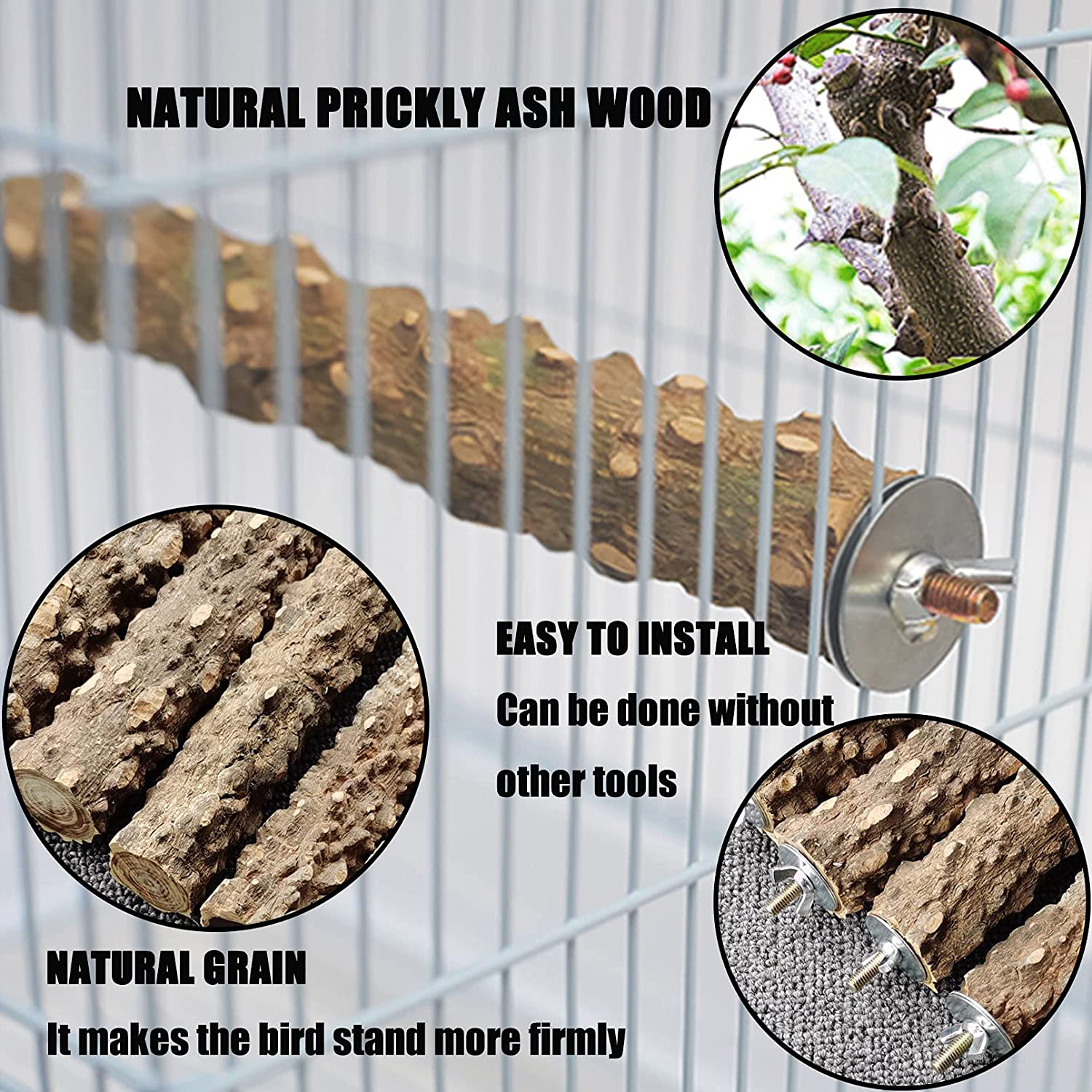 Hamiledyi Bird Parrot Perch Stand Set 6 PCS Natural Wood Parakeet Standing Toys Prickly Stick Paw Grinding Branch Platform Cockatiel Cage Accessories for Conures Budgies Macaws Finches Lovebirds Animals & Pet Supplies > Pet Supplies > Bird Supplies > Bird Cage Accessories Hamiledyi   
