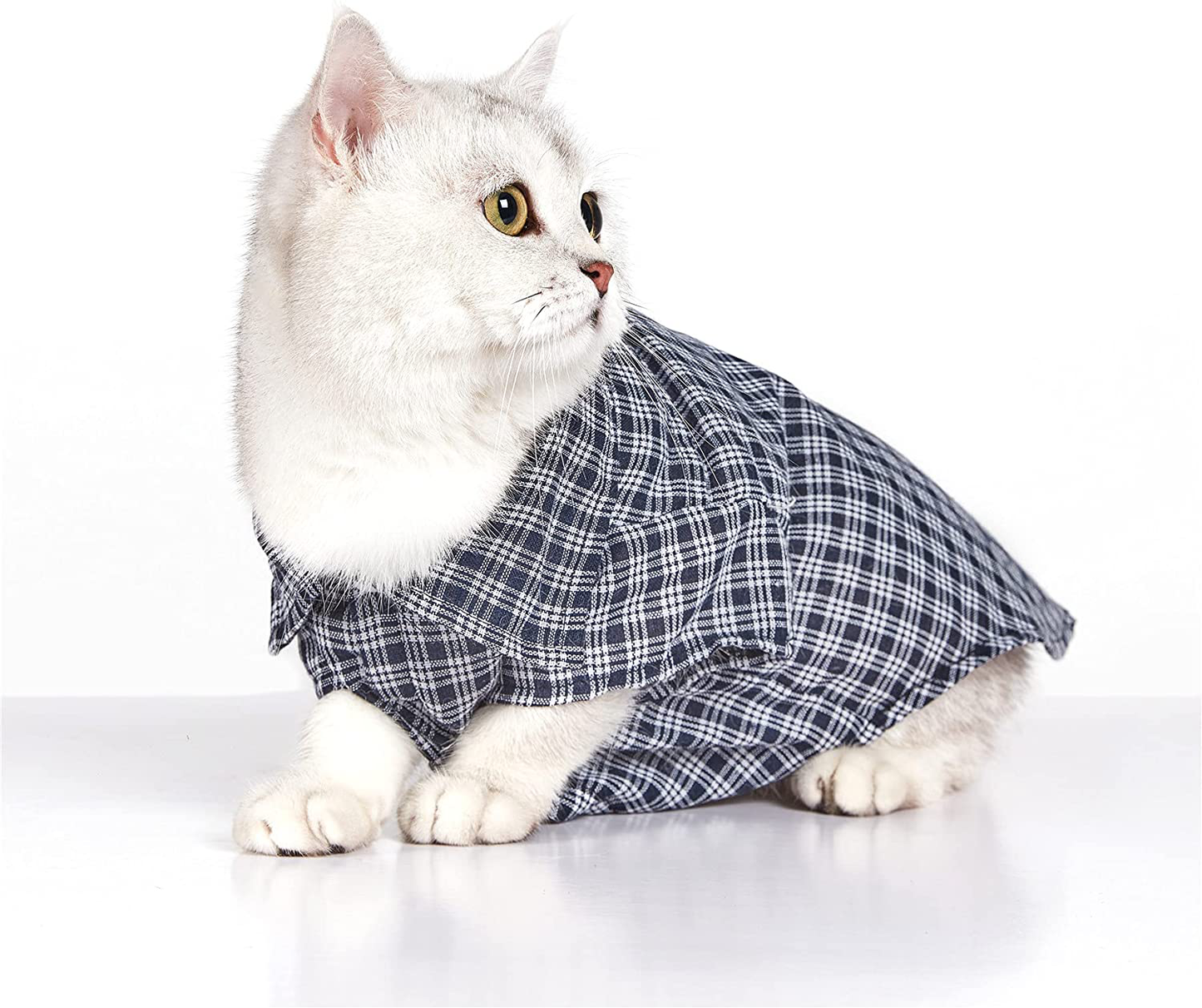COUTUDI Pet Basic Plaid Shirt Little Puppy T-Shirt Clothes Small Dog Plaid Polo Clothes Shirt Cat T-Shirt Puppy Supplies for All Seasons Animals & Pet Supplies > Pet Supplies > Cat Supplies > Cat Apparel CT COUTUDI   
