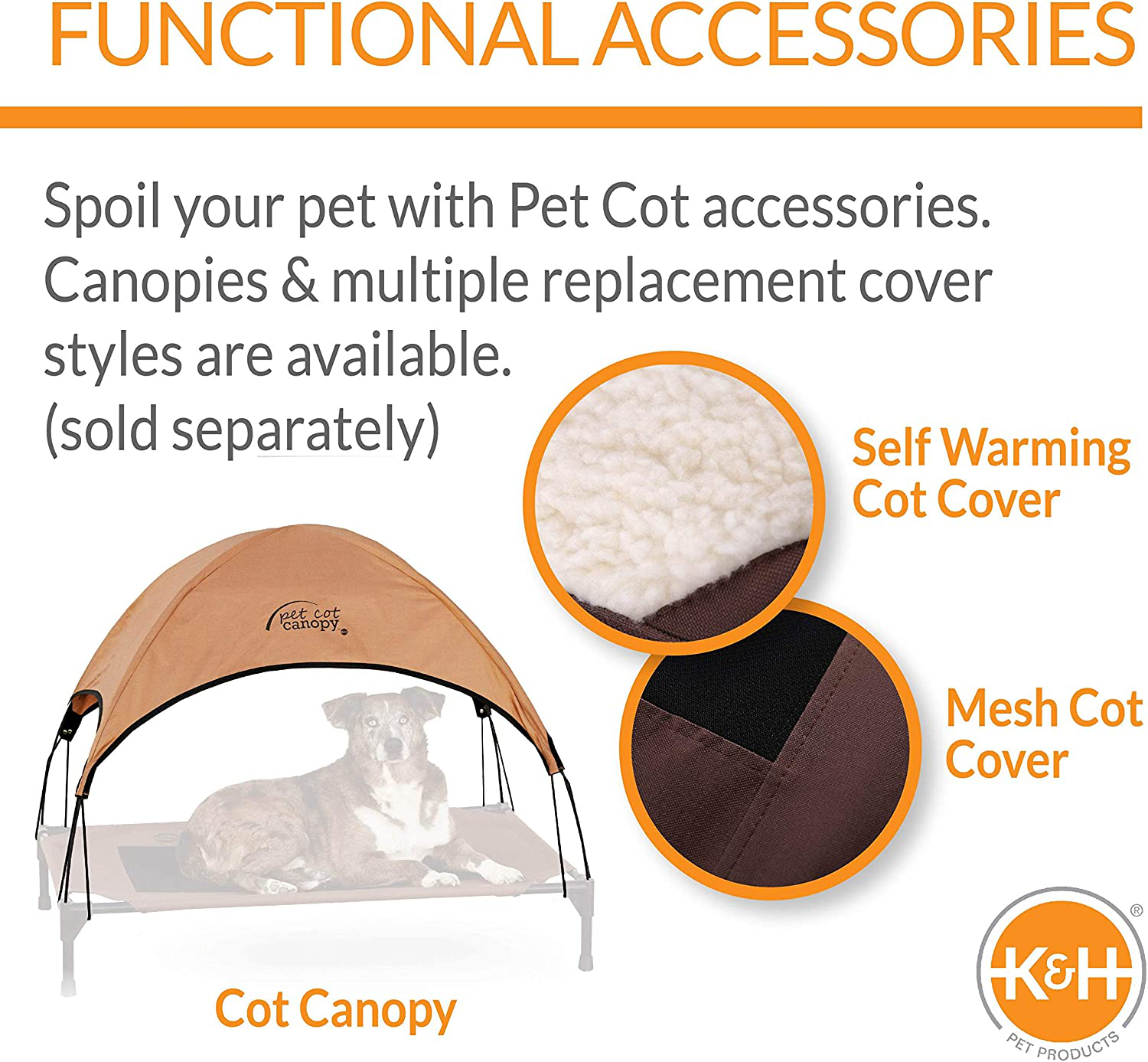 K&H Pet Products Original Bolster Pet Cot Outdoor Elevated Dog Bed with Removable Bolsters - Chocolate/Black Mesh
