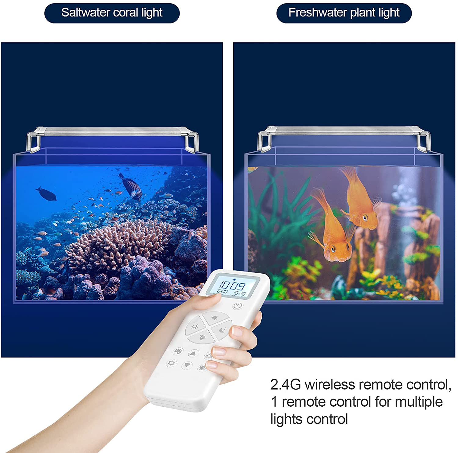 Feshen Aquarium Light, Full Spectrum LED Aquarium Light for Freshwater or Saltwater Coral Fish Tanks, with One-Key Remote Control, Programmable, Timer, Planted Tank Light(24-26Inch) Animals & Pet Supplies > Pet Supplies > Fish Supplies > Aquarium Lighting Feshen   