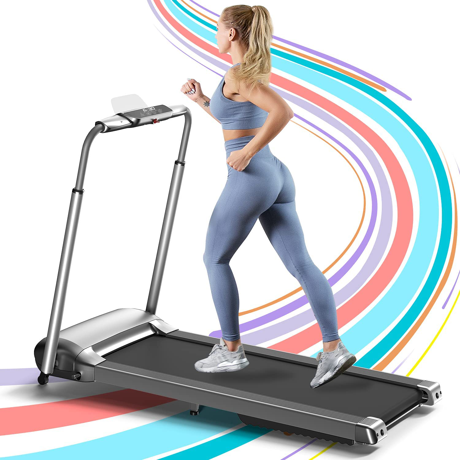 WEKEEP Folding Portable Treadmill Manual Compact Walking Running
