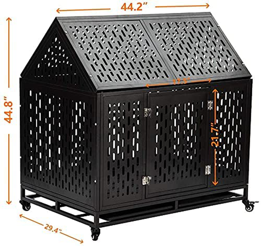 Haige Pet Your Pet Nanny Heavy Duty Dog Crate Cage Kennel Playpen Large Strong Metal for Large Dogs Cats with Two Prevent Escape Lock and Four Lockable Wheels Animals & Pet Supplies > Pet Supplies > Dog Supplies > Dog Kennels & Runs Haige Pet Your Pet Nanny   