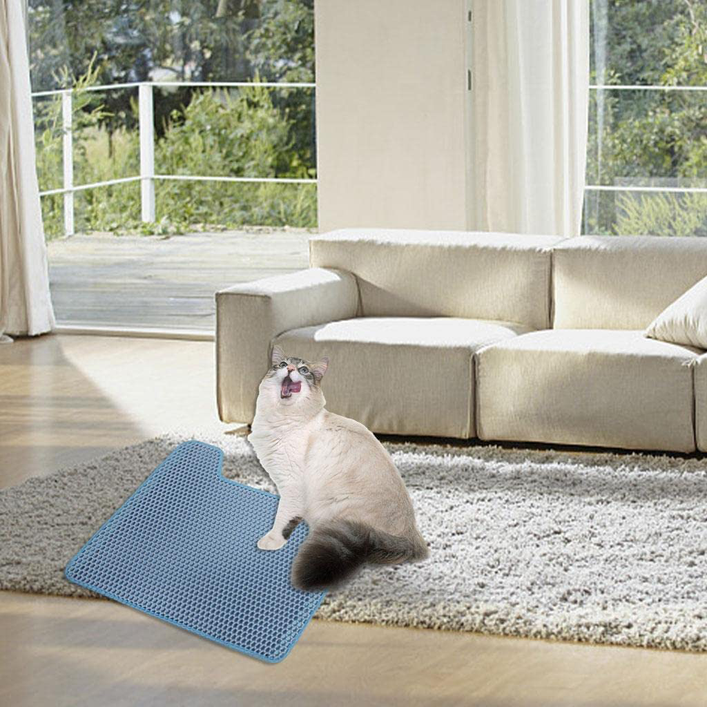 Homyl Non-Slip Cat Litter Mat Pads Washable Rug for Pet Supply Cats Litter Box Kitty - Blue Animals & Pet Supplies > Pet Supplies > Cat Supplies > Cat Litter Box Mats Homyl   