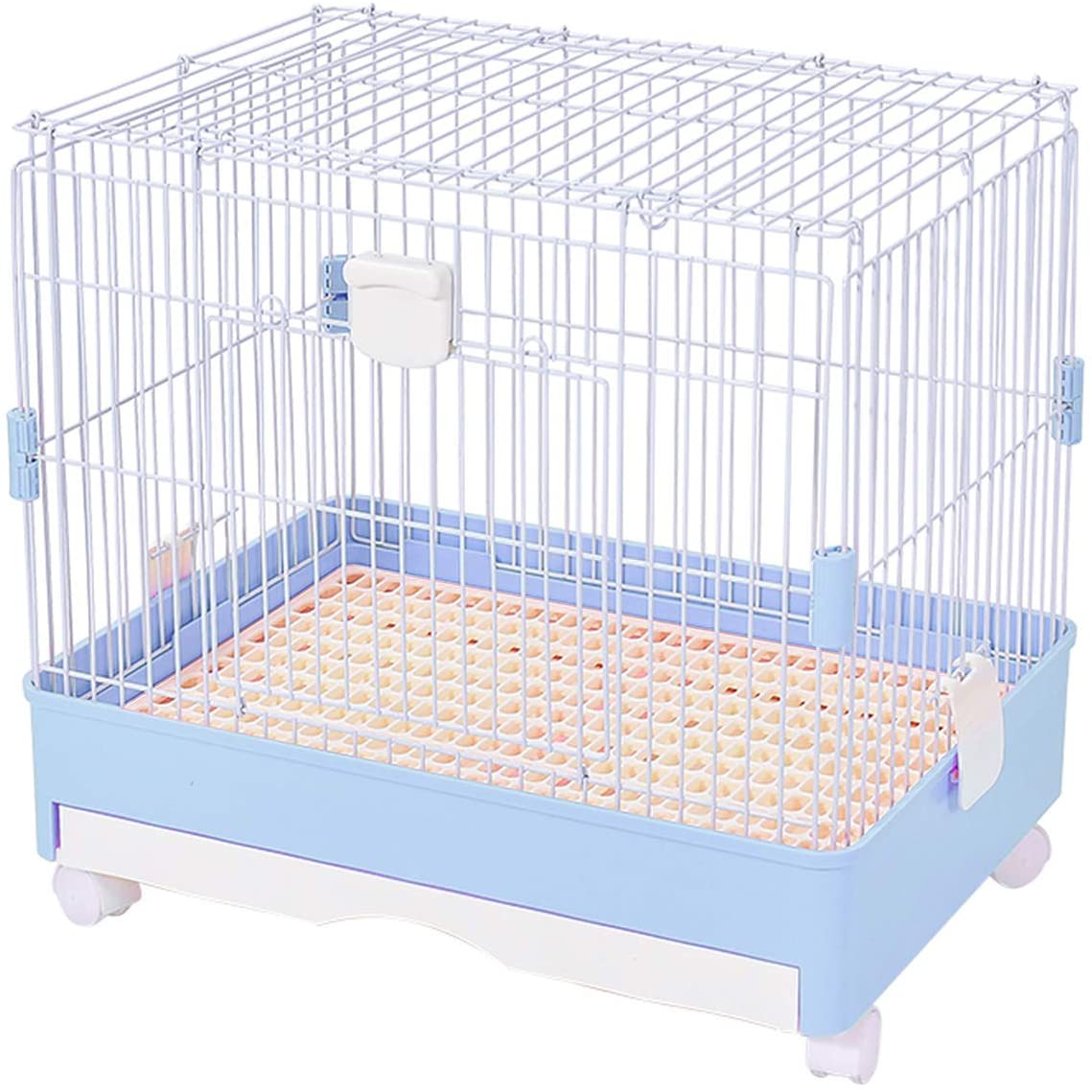Kathson Hamster Cage, Guinea Pig Large Hutch Habitat, Small Animal Cage for Hamster Chinchilla Gerbils Mice, Includes Wheels (Blue)