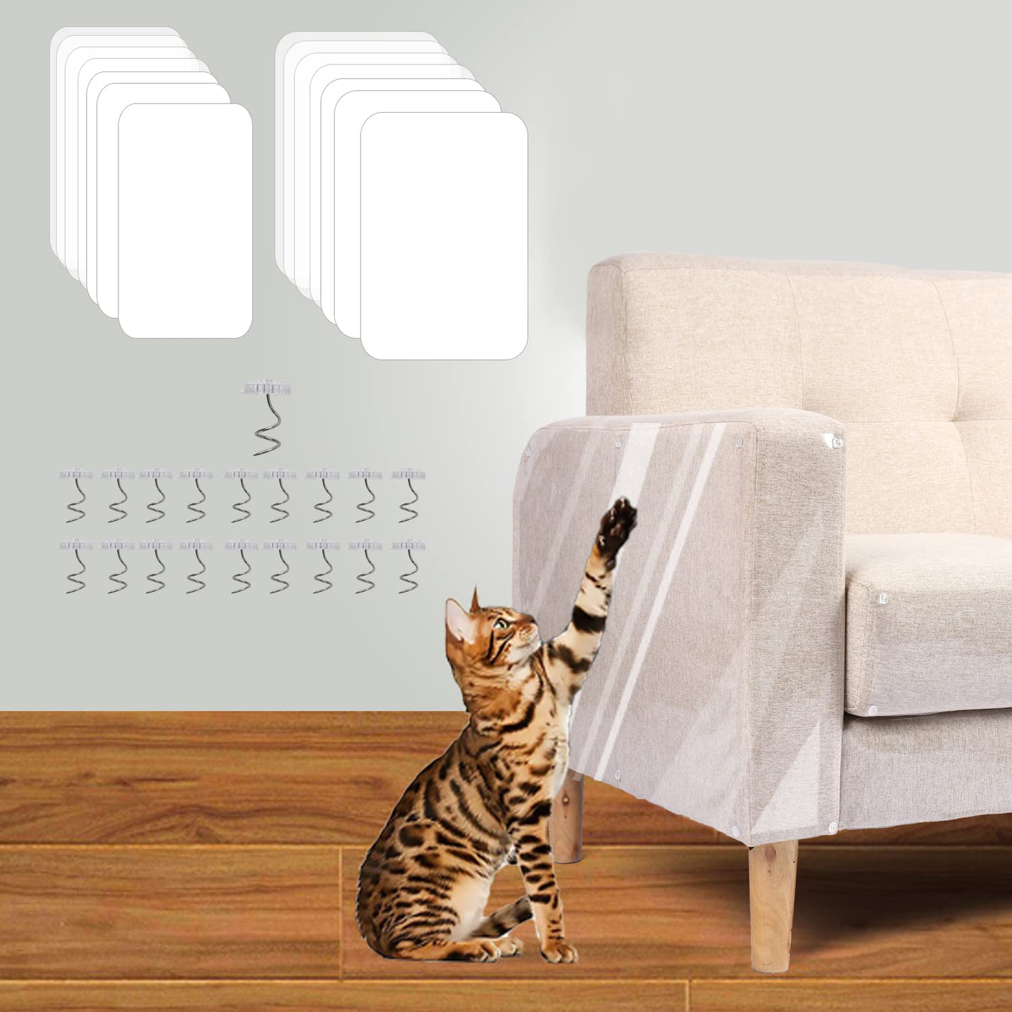 Furniture Protectors from Cat Scratch - Cat Scratcher - Scratch Pad - 12 Pcs Premium Clear Anti-Scratch Cat Training Tape - 6 Pack 17" L 12" W + 6 Pack 17" L 10" W - Pet No Scratch Protectors Animals & Pet Supplies > Pet Supplies > Cat Supplies > Cat Furniture FAAF-FQQF   